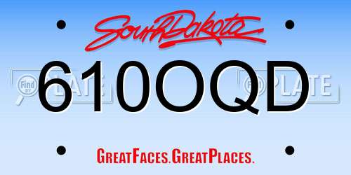 610OQD South Dakota License Plate