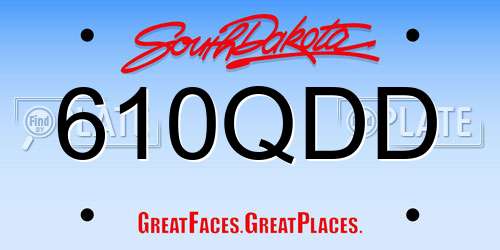 610QDD South Dakota License Plate