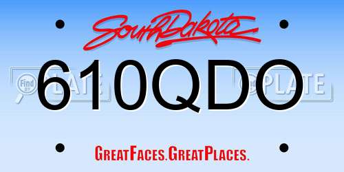 610QDO South Dakota License Plate