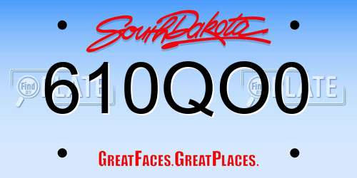 610QO0 South Dakota License Plate