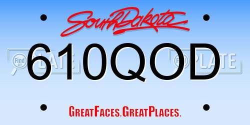 610QOD South Dakota License Plate