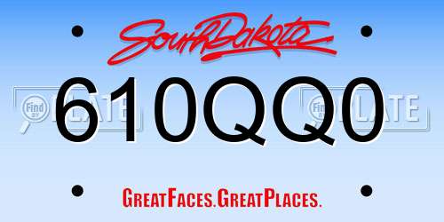 610QQ0 South Dakota License Plate