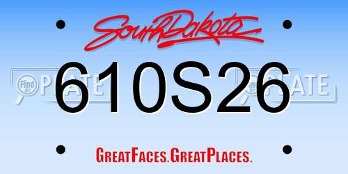 610S26 South Dakota License Plate