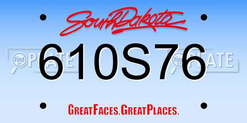 610S76 South Dakota License Plate