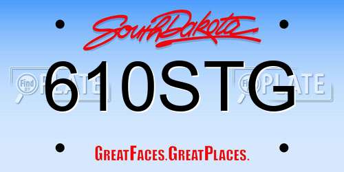 610STG South Dakota License Plate