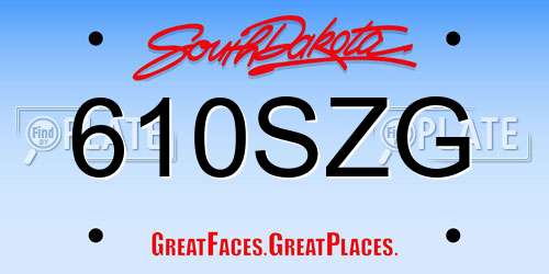 610SZG South Dakota License Plate