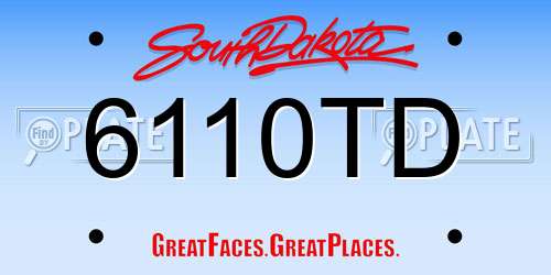 6110TD South Dakota License Plate