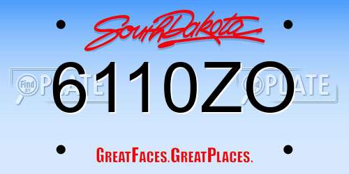 6110ZO South Dakota License Plate