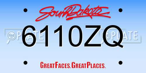 6110ZQ South Dakota License Plate