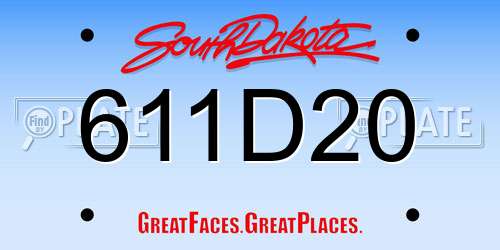 611D20 South Dakota License Plate