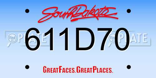 611D70 South Dakota License Plate