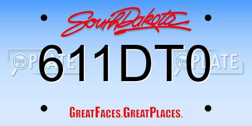 611DT0 South Dakota License Plate