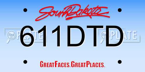 611DTD South Dakota License Plate