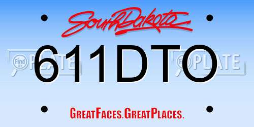 611DTO South Dakota License Plate