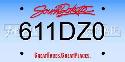 611DZ0 South Dakota License Plate