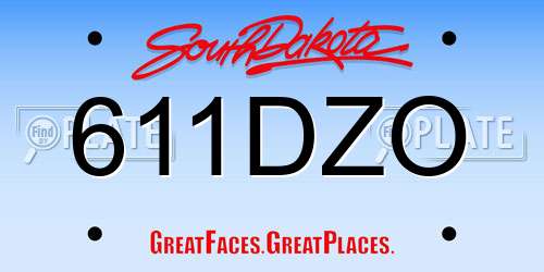 611DZO South Dakota License Plate