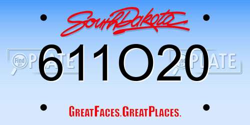 611O20 South Dakota License Plate
