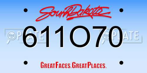 611O70 South Dakota License Plate
