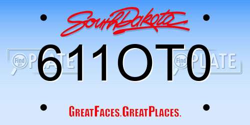 611OT0 South Dakota License Plate