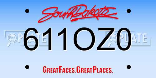 611OZ0 South Dakota License Plate