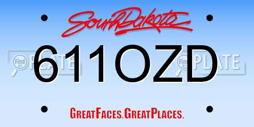 611OZD South Dakota License Plate