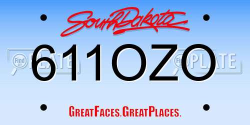 611OZO South Dakota License Plate