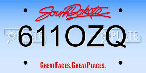 611OZQ South Dakota License Plate