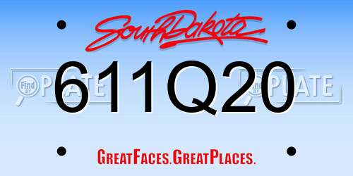 611Q20 South Dakota License Plate