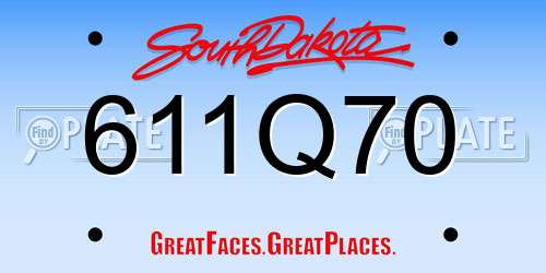 611Q70 South Dakota License Plate