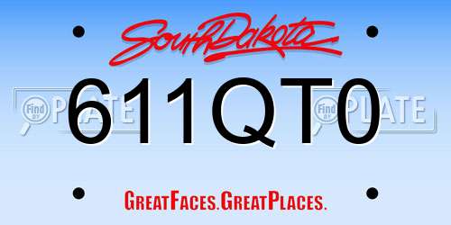611QT0 South Dakota License Plate