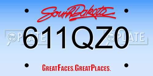 611QZ0 South Dakota License Plate