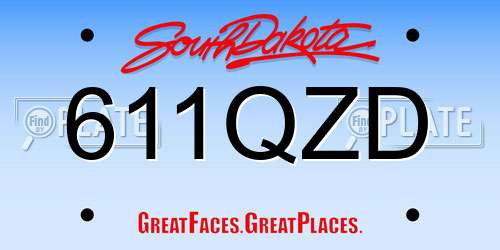 611QZD South Dakota License Plate