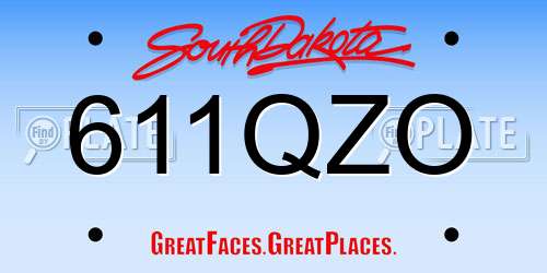 611QZO South Dakota License Plate