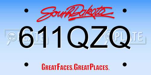 611QZQ South Dakota License Plate