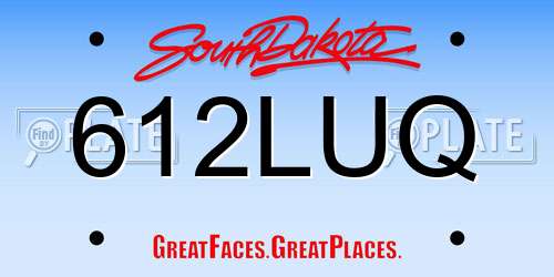 612LUQ South Dakota License Plate