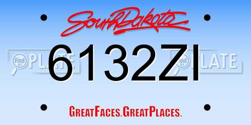 6132ZI South Dakota License Plate