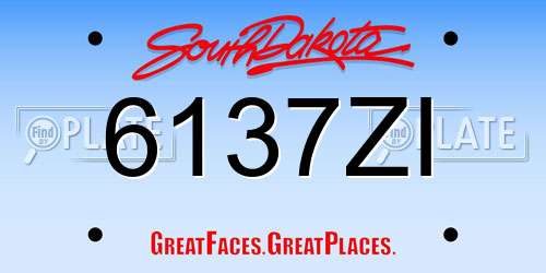 6137ZI South Dakota License Plate