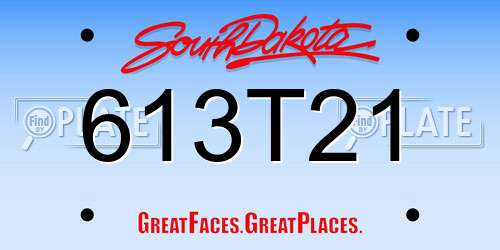 613T21 South Dakota License Plate