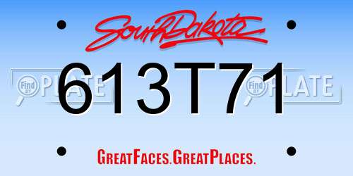 613T71 South Dakota License Plate