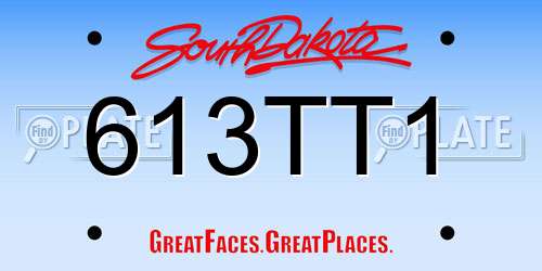 613TT1 South Dakota License Plate