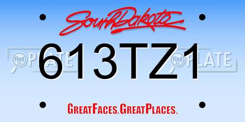 613TZ1 South Dakota License Plate