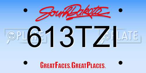 613TZI South Dakota License Plate