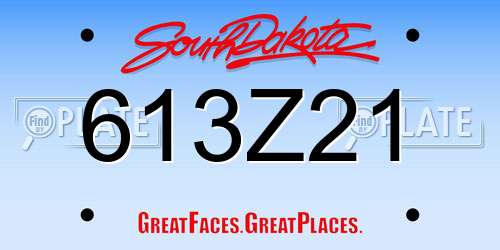 613Z21 South Dakota License Plate