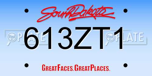 613ZT1 South Dakota License Plate