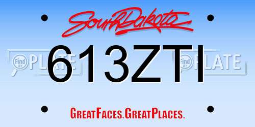 613ZTI South Dakota License Plate