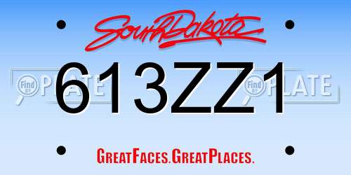 613ZZ1 South Dakota License Plate