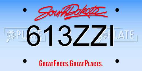 613ZZI South Dakota License Plate