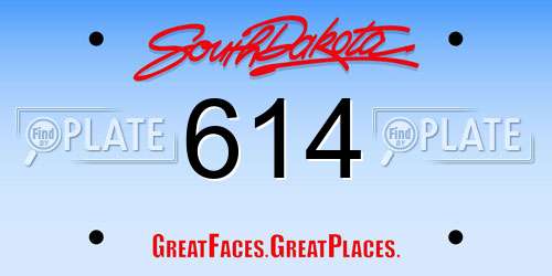 614 South Dakota License Plate