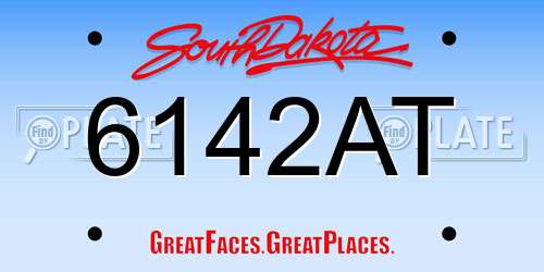 6142AT South Dakota License Plate