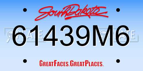 61439M6 South Dakota License Plate